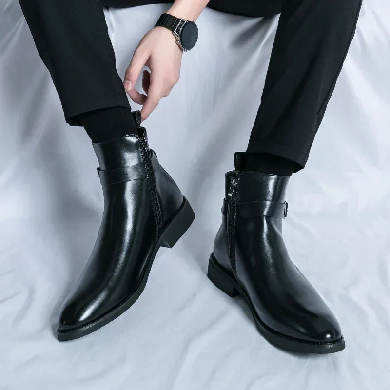 Sergio - Bottines Chelsea en cuir véritable
