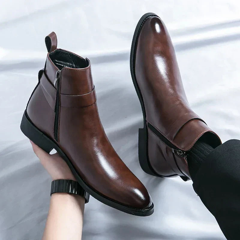 Sergio - Bottines Chelsea en cuir véritable