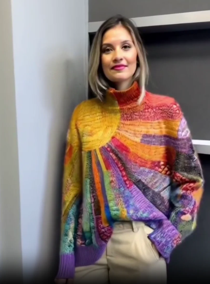 Lora - Pull à col roulé coloré et joyeux