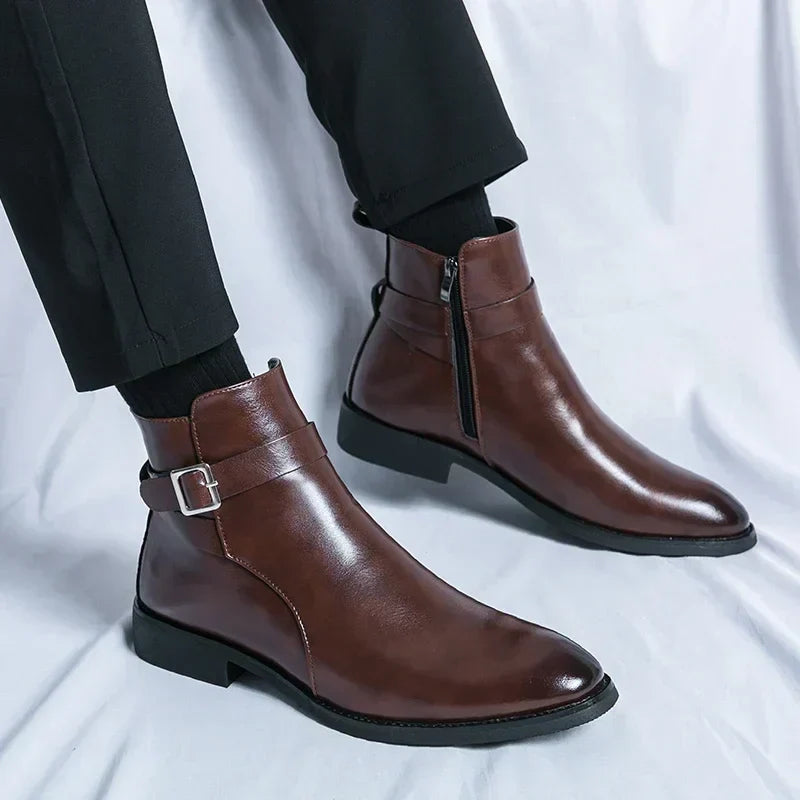 Sergio - Bottines Chelsea en cuir véritable