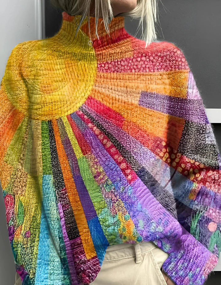 Lora - Pull à col roulé coloré et joyeux
